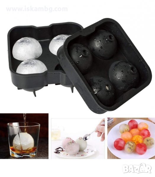 СИЛИКОНОВА ФОРМА ЗА 4 БР. ГОЛЕМИ ЛЕД ТОПКИ - код 2955, снимка 1