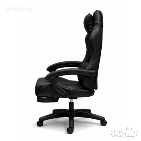Премиум геймърски стол с масажна функция, поставка за крака и ергономична метална рамка, PU кожа, Че, снимка 6 - Столове - 53638468