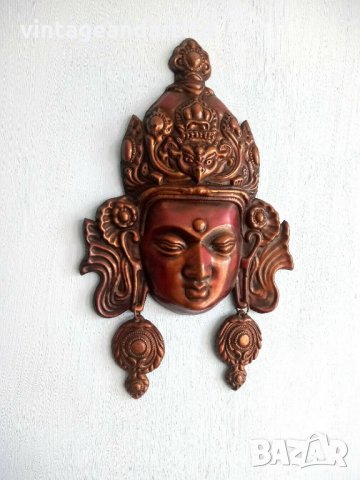 Колекционерска маска, медна, Азия, Буда, Тибет, декорация, снимка 5 - Антикварни и старинни предмети - 35603992
