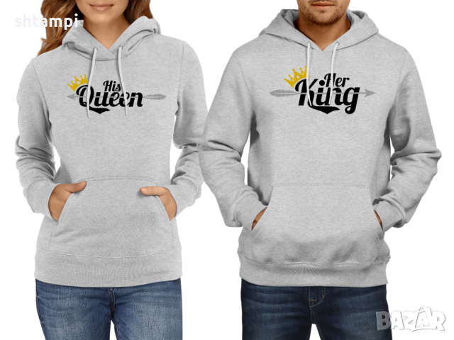 Суитчър/Суитшърт за двойки Her King,За Влюбени,Любов,Двойки.Подарък,Любов,Влюбен,Празник, снимка 2 - Суичъри - 36267086