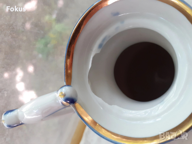 Невероятен стар руски чайник порцелан позлата кобалт, снимка 4 - Антикварни и старинни предмети - 53426869