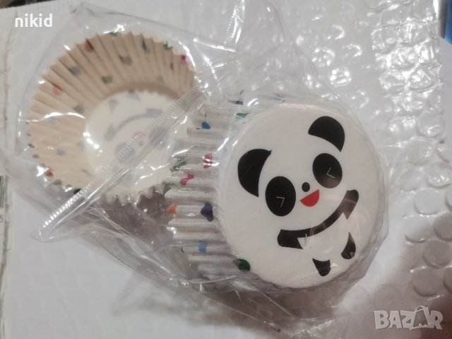 24 бр хартиени капсули панда мече кошнички за кексчета мъфини парти