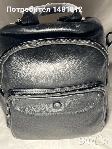 Унисекс естествена кожа черна раница , снимка 2 - Раници - 52975870
