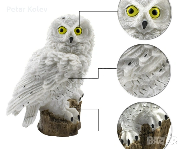 LED Соларна лампа Бухал - Соларна градинска лампа Бухал 15см -Бухал -45 цяла дължина на стълб, снимка 12 - Външни лампи - 53402084