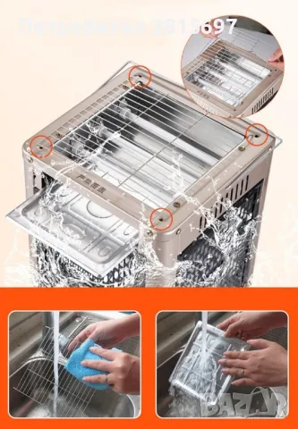 Електрически 5-странен нагревател за външно и вътрешно ползване + Грил, снимка 3 - Отоплителни печки - 48053299