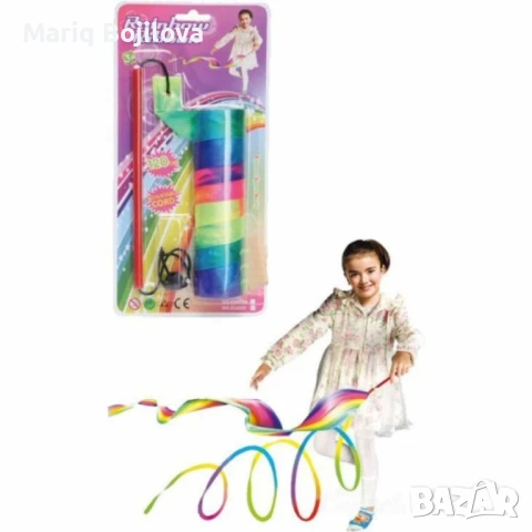 Цветна лента за танци и гимнастика с регулируема върва, снимка 1