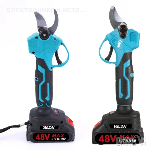 Акумулаторна лозарска ножица 48V/8Ah с две литиевойонни батерии , снимка 3 - Градинска техника - 53257788