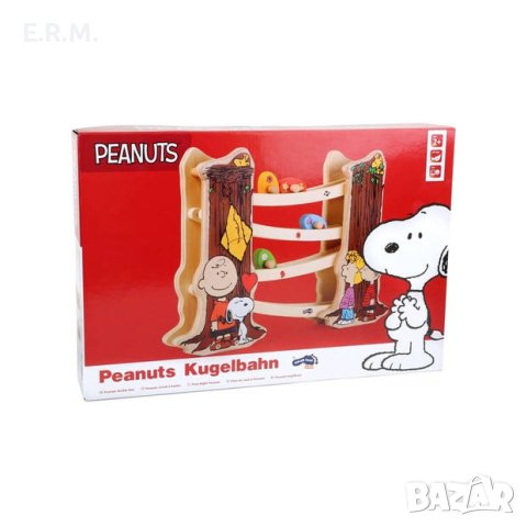 Дървена играчка Монтесори , Писта с топки  Charlie Brown, Snoopy & Co колички, снимка 3 - Други - 41875442