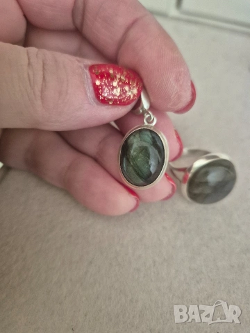 сребърен комплект с лабрадорит, снимка 4 - Бижутерийни комплекти - 53845355