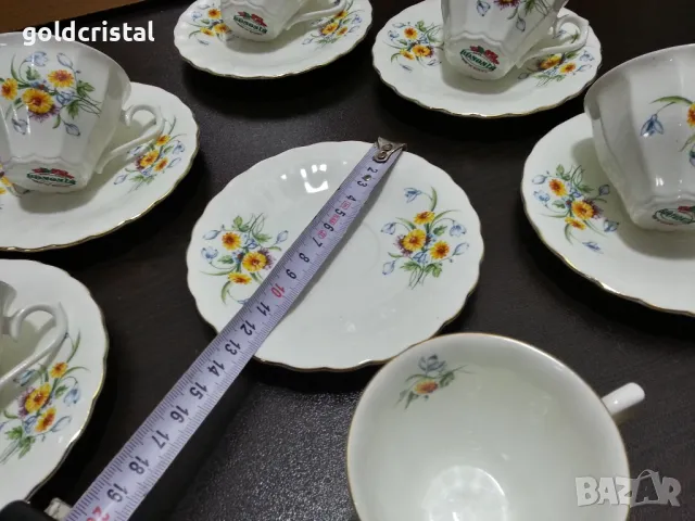 Стар български костен порцелан Бононя чашки за кафе , снимка 4 - Антикварни и старинни предмети - 48657410