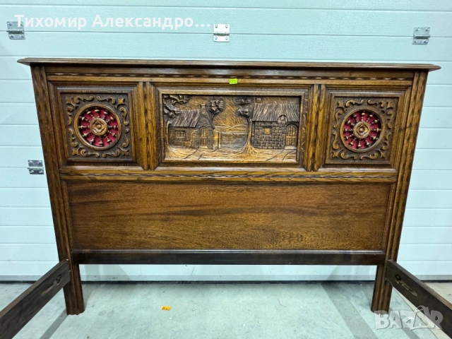 Спалня и едно нощтно шкафче от дъбов масив, снимка 8 - Спални и легла - 53730731