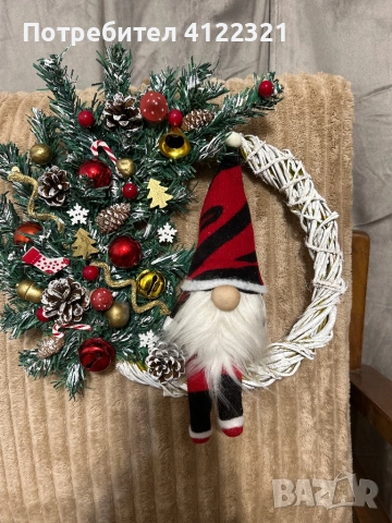 Коледни венчета с малки симпатични гномчета, снимка 3 - Декорация за дома - 52296555