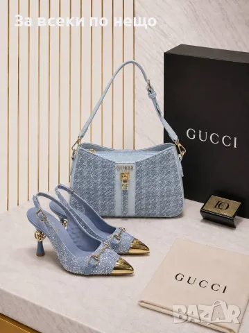 Gucci Дамски Светло Сини Обувки На Ток Гучи Код E149, снимка 3 - Дамски обувки на ток - 55800121