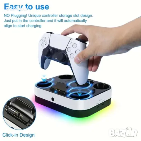 Зарядна станция за PlayStation 5 контролери, снимка 6 - Аксесоари - 48348487