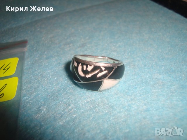 СТАРИНЕН СРЕБЪРЕН ЕМАЙЛИРАН ПРЪСТЕН АНГЛИЯ РЪЧНА ИЗРАБОТКА 25214, снимка 5 - Антикварни и старинни предмети - 34628482