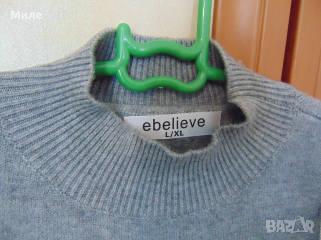 Нова Дамска Блуза Състав Памук Кашмир Ангора Сива, снимка 8 - Блузи с дълъг ръкав и пуловери - 53701753