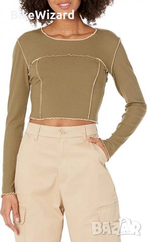 The Drop Everleigh с дълъг ръкав с изрязан топ с открити шевове Blusen XXS Размер НОВА, снимка 2 - Блузи с дълъг ръкав и пуловери - 39097368