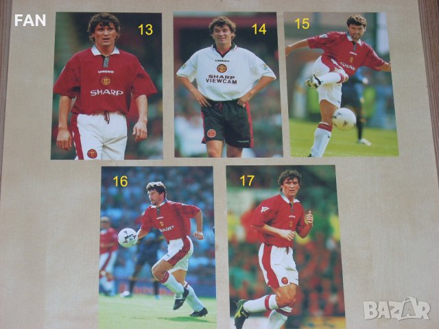 Оригинални картички на Райън Гигс, Петер Шмайхел, Рой Кийн, Пол Скоулс от Манчестър Юнайтед 1996/97, снимка 3 - Фен артикули - 24945018