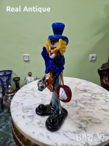 Антикварна колекционерска италианска фигура статуетка клоун Мурано , снимка 7 - Статуетки - 49730171