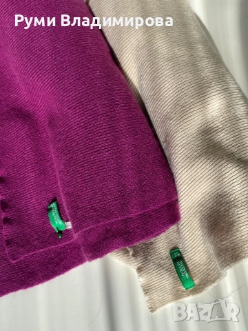 Лилав шал Benetton с вълна, снимка 6 - Шалове - 53474153