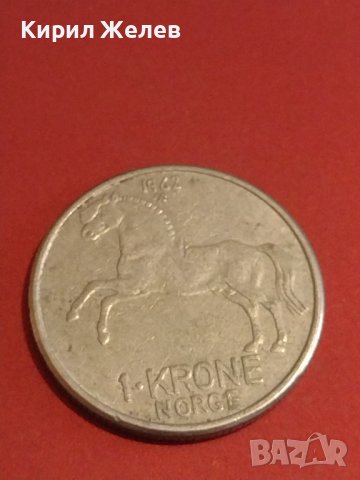 Две монети 1 крона 1962г. Норвегия / 19 нови пенса 1976г. Англия Елизабет втора 34838, снимка 3 - Нумизматика и бонистика - 44322709