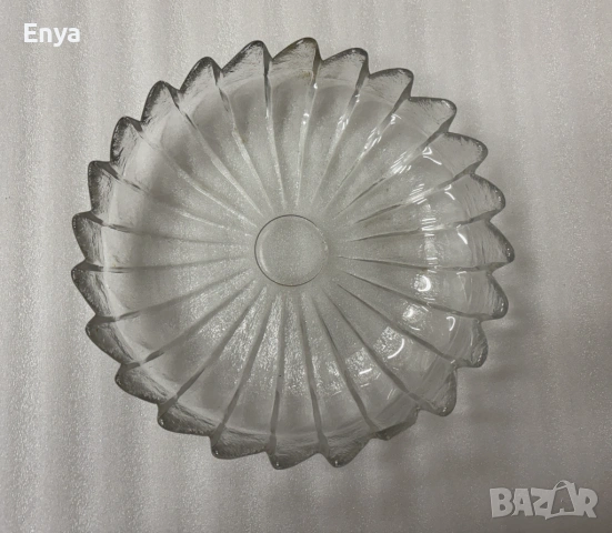 Ретро стъклена фруктиера с вълнообразен ръб, снимка 2 - Антикварни и старинни предмети - 53648425