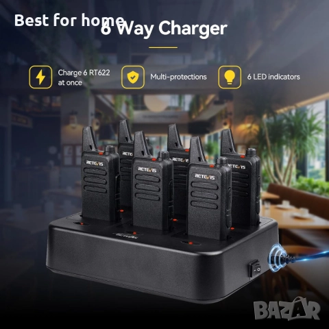 3 чифта  уоки-токи с 6-посочно зарядно устройство Retevis RT622, снимка 2 - Други - 52320431