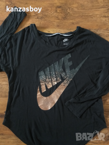 NIKE SIGNAL LS TEE METALLIC - страхотна дамска блуза КАТО НОВА, снимка 4 - Блузи с дълъг ръкав и пуловери - 36300070