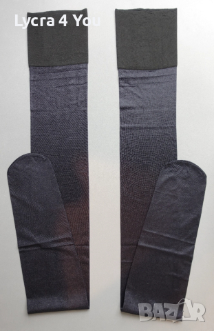 M/L черни лъскави чорапи с ликра и широка плоска лента