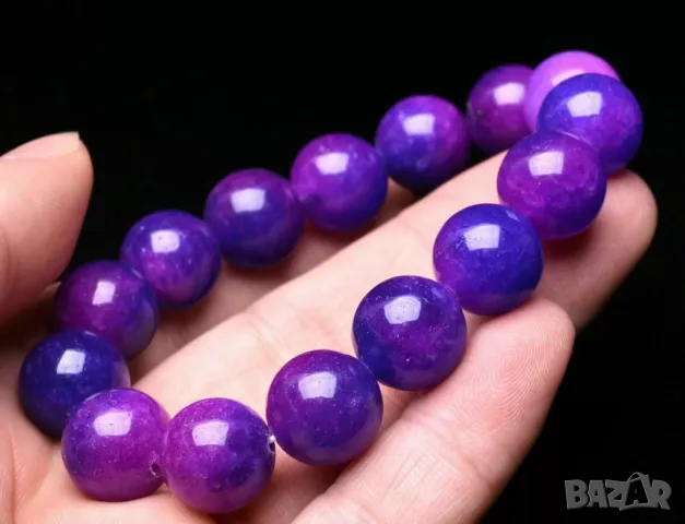 Гривна пурпурен сугилит 14мм подходяща за подарък, йога, медитация, снимка 3 - Гривни - 49600043