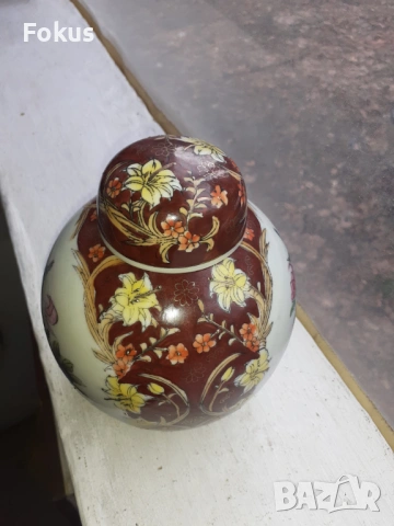 Сатцума Satsuma стара ваза буркан с капак порцелан печат, снимка 3 - Антикварни и старинни предмети - 53340281