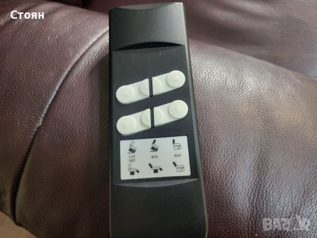 Кожен фотьойл цвят бордо с електрически релаксиращ механизъм, снимка 7 - Дивани и мека мебел - 53721003