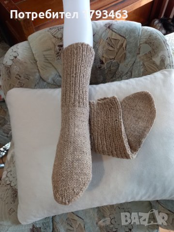 Ръчно плетени мъжки чорапи от вълна, размер 39, снимка 2 - Мъжки чорапи - 39797291