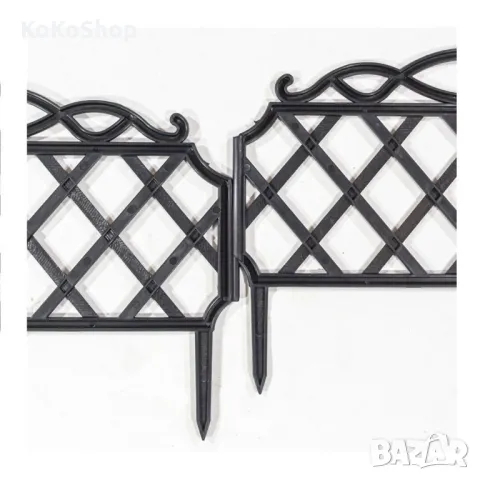 Декоративна ограда-397.5 х29.5 см./черна пластмасова градинска ограда, снимка 4 - Огради и мрежи - 49597755