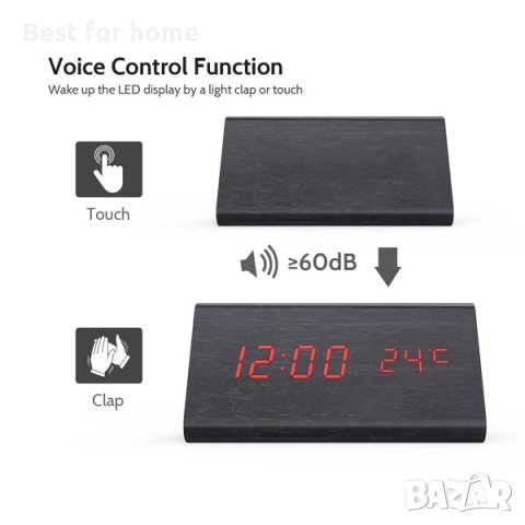 Стаен настолен електронен лед часовник големи цифри термометър на ток, снимка 3 - Други стоки за дома - 38747946