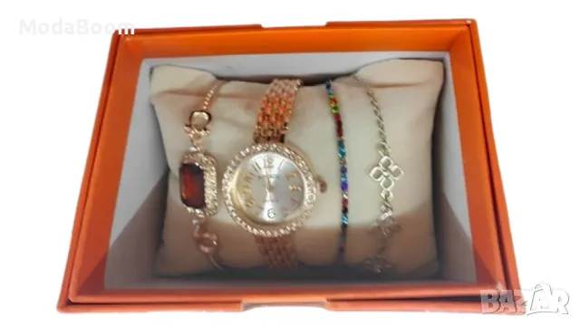Луксозен дамски комплект часовник и гривни, снимка 5 - Гривни - 48678625