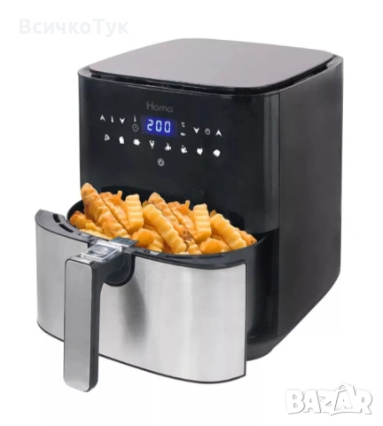 ✨Фритюрник с горещ въздух HOMA HF-355D, 3.5L, 1450W, Черен 