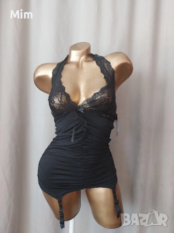 SISS ME S Черен корсет / потник/ с жартиери за чорапи , снимка 3 - Корсети, бюстиета, топове - 51706074