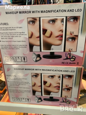 Козметично огледало с LED осветление и увеличение, снимка 3 - Други стоки за дома - 52155610