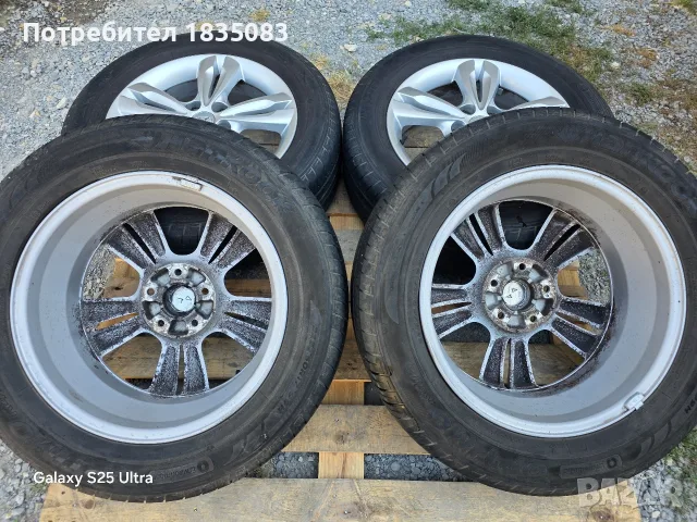 Лети джанти 17ки 5х114.3 Hyundai + летни гуми 225/60/17 Hankook, снимка 8 - Гуми и джанти - 55878339