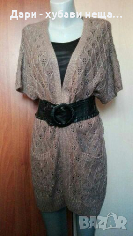 Мека жилетка в бежово и златисто, с мохер🍀❤S,M, M/L❤🍀арт.4020