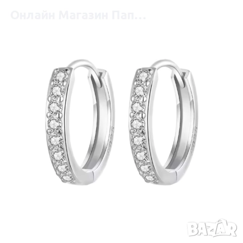 Bamoer 925 сребърни обеци хугита с цирконий, златни/сребърни, 9-12мм, сертификат,, снимка 11 - Обеци - 52339582