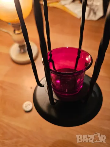 Голямо настолно кандило от ковано желязо, бронз и кръст за да се помолите на Бог Исус Христоси, снимка 3 - Антикварни и старинни предмети - 49786269