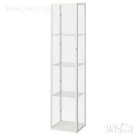 Висока стъклена витрина в бял цвят, снимка 2 - Секции и витрини - 42105324