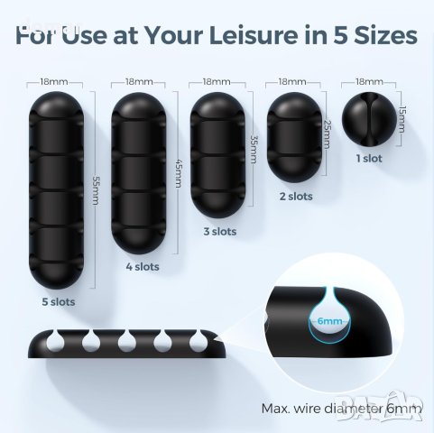 Щипки - държачи за кабели UNBREAKCable, органайзер за кабели - черни, снимка 4 - Други стоки за дома - 42281185