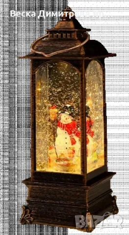 Коледна декоративна лампа със снежен човек в сребристо, снимка 2 - Декорация за дома - 47306885