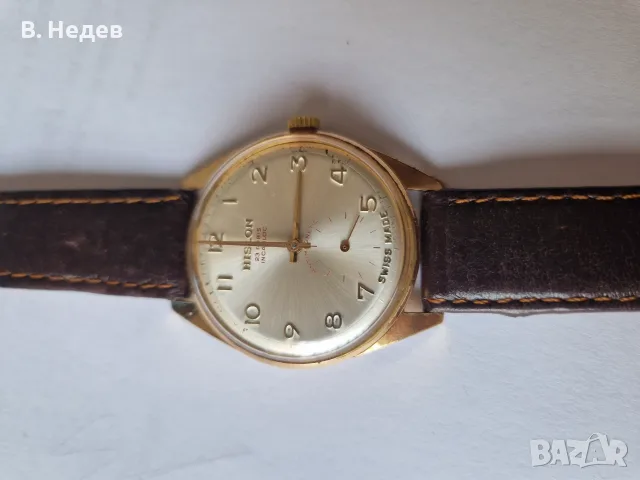 HISLON 2000, cal Felsa 4010, case 36mm, Au 10, "SWISS MADE" - златни обемни букви! ТОП!, снимка 4 - Мъжки - 55230239