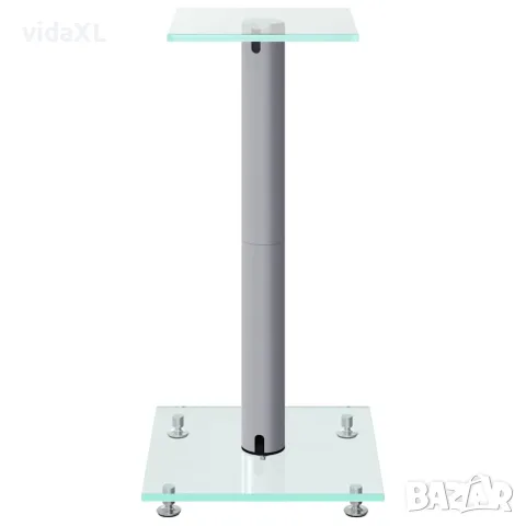 vidaXL Стойки за тонколони 2 бр сребристи закалено стъкло 1 стълб, снимка 5 - Тонколони - 56147687