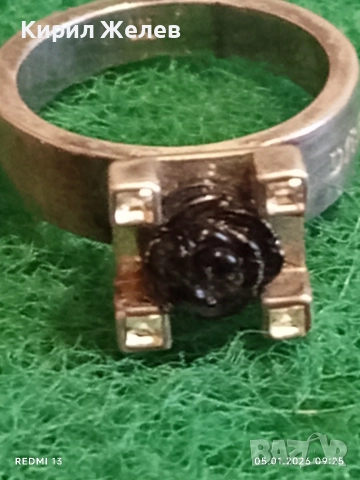 Дизайнерски сребърен пръстен DYRBERG/KERN с декоративна Роза и кристали ювелирна изработка 51799, снимка 4 - Пръстени - 52982463