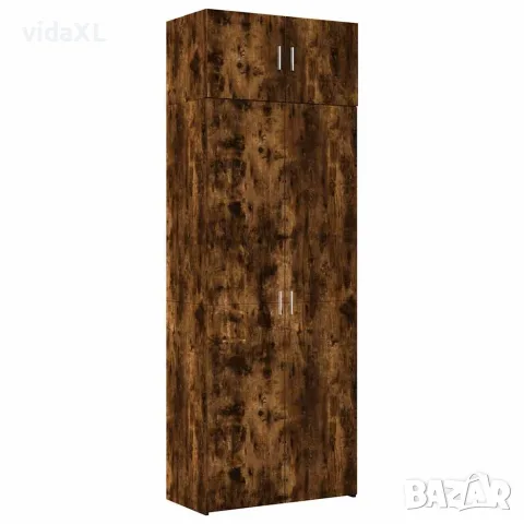 vidaXL Шкаф за съхранение, опушен дъб, 80x42,5x225 см, инженерно дърво（SKU: 3281354）